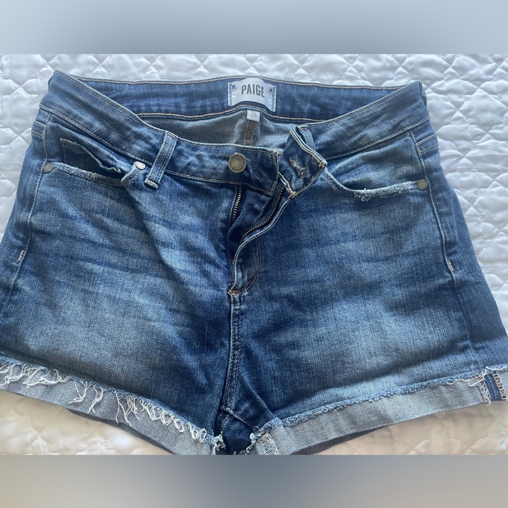 PAIGE Women's Dark Blue Denim Shorts